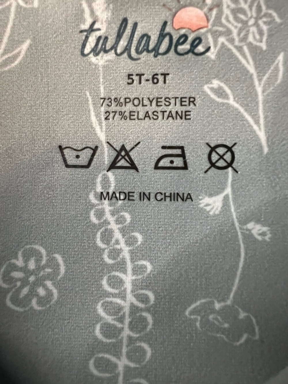 Tullabee Girls Sage Green Floral Tank Bike Romper Size 5-6T - Picture 8 of 9